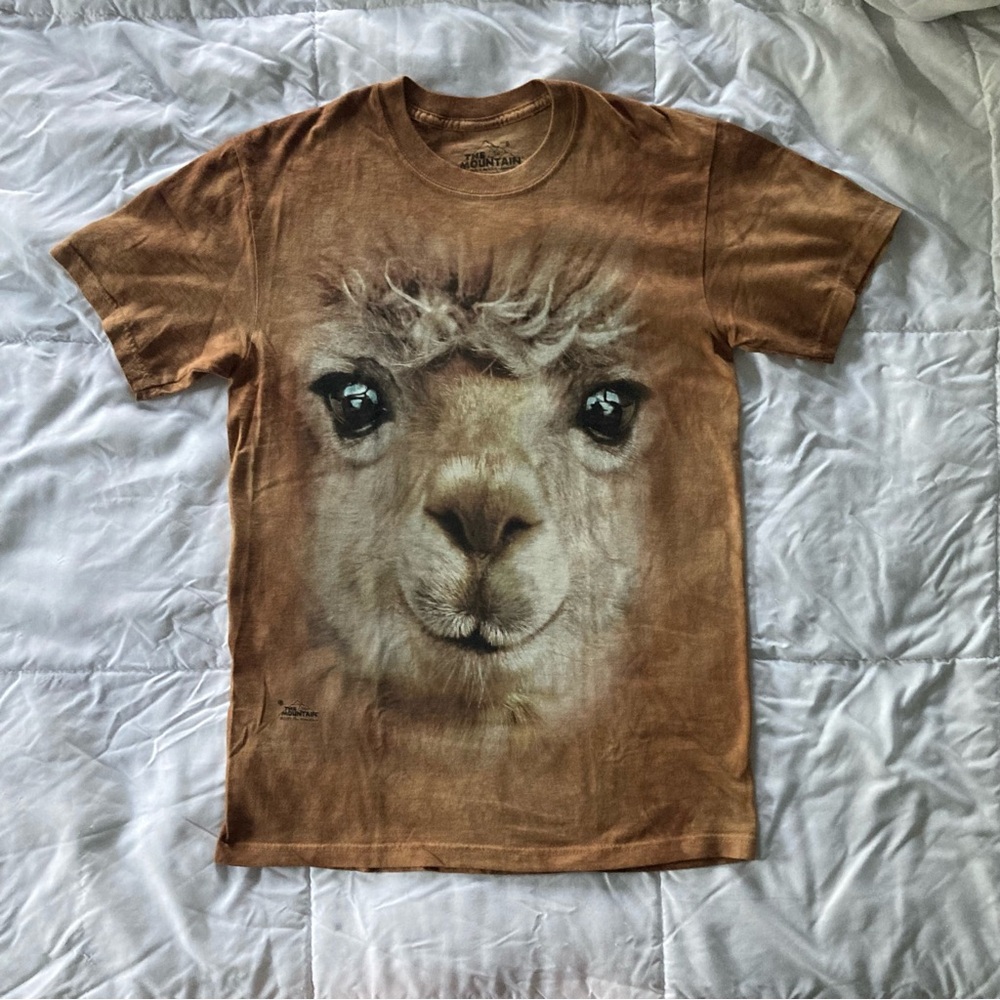 The Mountain Brown Alpaca Llama Face Short Sleeve Tee